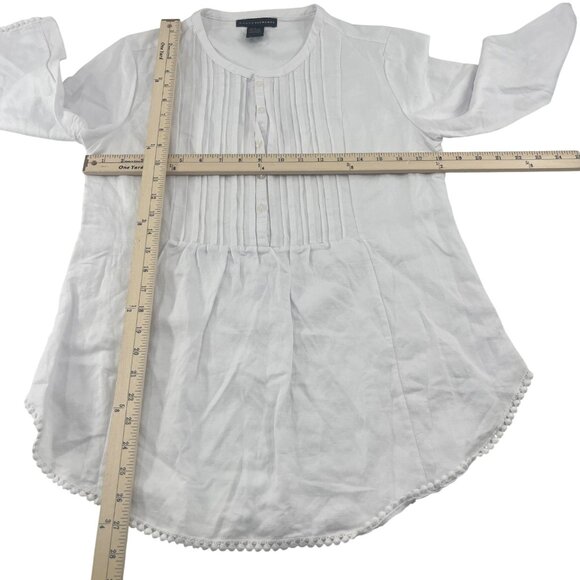 Grace Elements Women's White Tunic Top Sz Small Linen blend 3/4 sleeves pullover - Picture 3 of 4